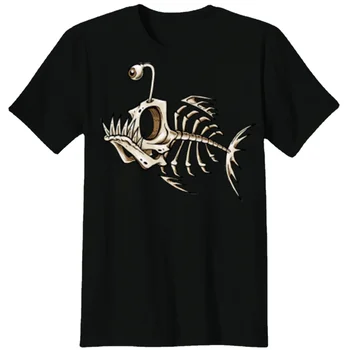 Kulgili Bonefish Skull chuqur dengiz baliq skeleti T-Shirt 100% paxta o-bo'yin yozgi qisqa qisma tasodifiy erkaklar T-shirt hajmi S-3XL