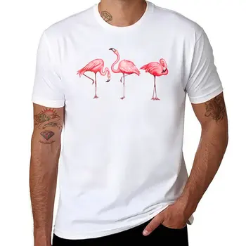 Yangi Flamingo Pattern-Blue T-ko'ylak boys hayvon chop etish ko'ylak grafik t ko'ylak Tee ko'ylak ter ko'ylak ter ko'ylak, erkaklar