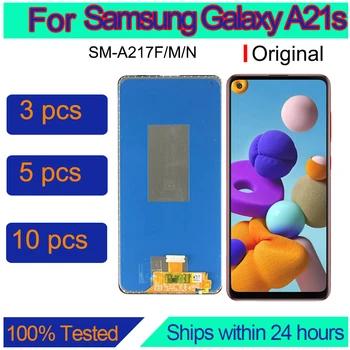 Samsung Galaxy A21s uchun original kompyuterlar Ekranni almashtirish A217F A217M Lot sensorli displeyni ta'mirlash Tauschen Pantalla LCD REPARATUR