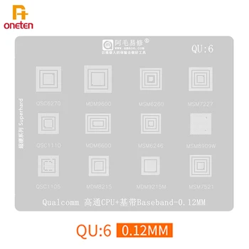 Qualcomm CPU Baseband Chip IC MDM6 uchun Amaoe BGA Reballing Stencil QU8215 MDM9215M MSM7521 MSM6246 8909 Vt QSC1110 zavodi qalay tarmog'i
